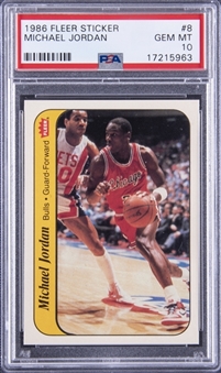 1986-87 Fleer Sticker #8 Michael Jordan Rookie Card – PSA GEM MT 10
